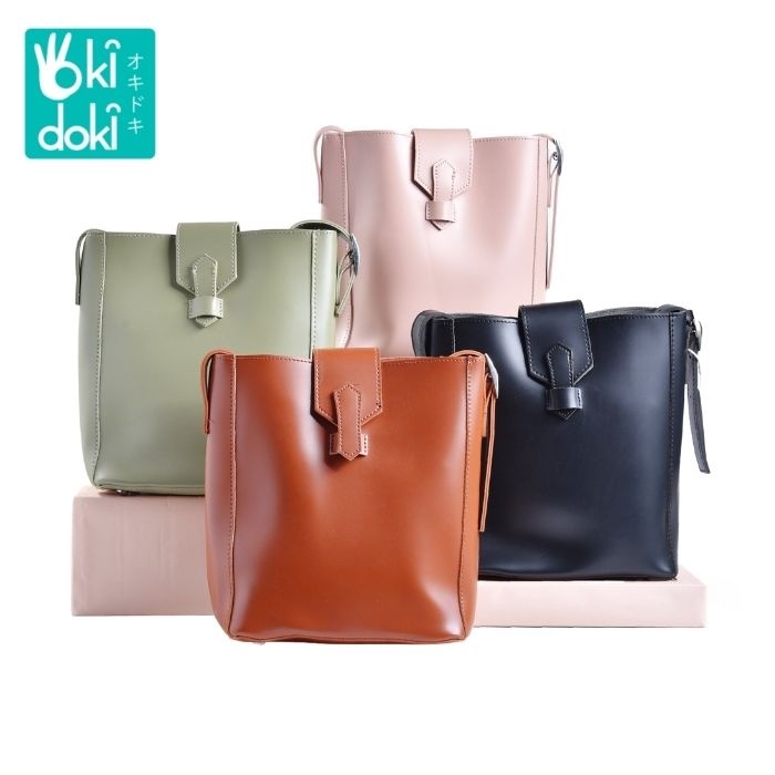 OKIDOKI Sling Bag Leather Asst D014-1 Sw - Tas Selempang Wanita + Pouch