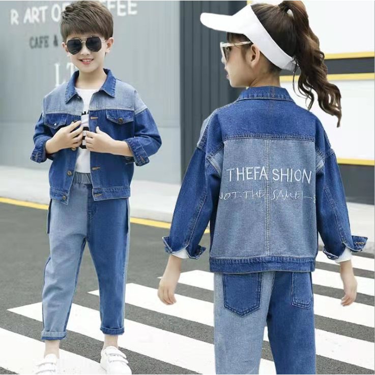 (LOLI-JKT) JK-02 JAKET STELAN IMPORT ANAK UNISEX BAHAN JEANS 110-160