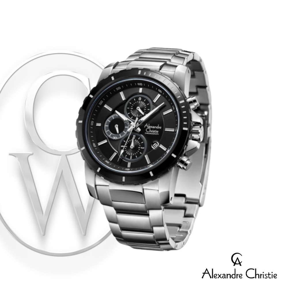 Jam Tangan Pria Alexandre Christie AC 6141 MCBTBBA Rantai Sporty Chronograph Casual Simple Formal Or
