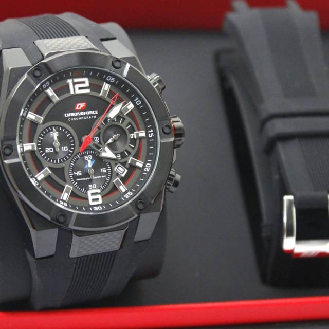 JAM TANGAN CHRONOFORCE CF5213G FB FREE TALI RUBBER ORIGINAL