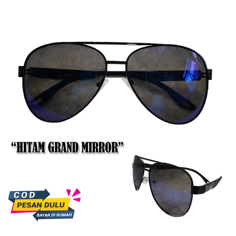 Kacamata Hitam Pria Wanita Gaya Fashion Korean Style Blue lans Retro Aviator Sunglasses Square Lens