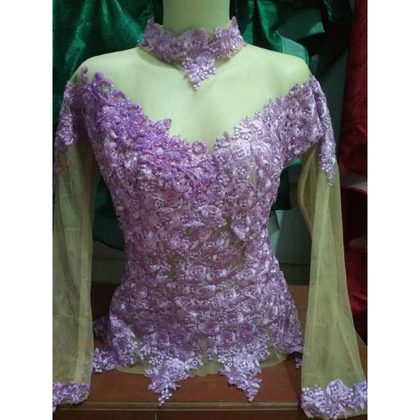 kebaya wisuda lilac payet new, kebaya bali