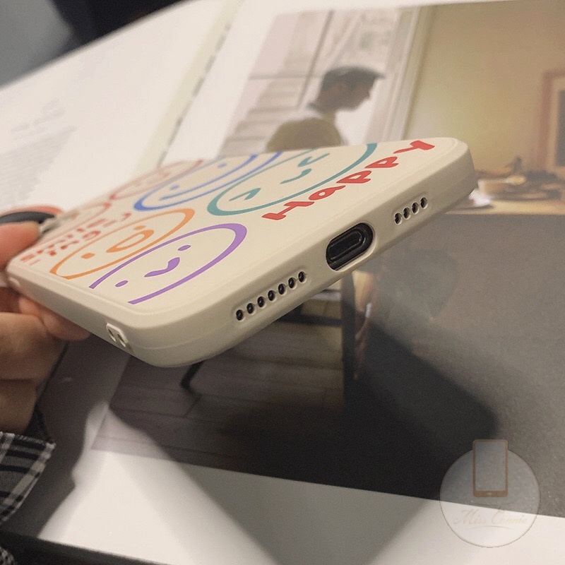 Casing Smile-ing Square Edge Case Oppo A16 A74 A35 Reno 4 Reno 5 A94 A15 A35 A12 A54 A5s A3s A53 A33 2020 Reno 5F  F19pro A7 A12E A11K A15s A5 A9 2020 Reno 4F Reno 4Lite A92 A52 A72 A11 A31 2020 A1K Colorful Cute Kawaii Smiley Soft TPU Casing Cover-7