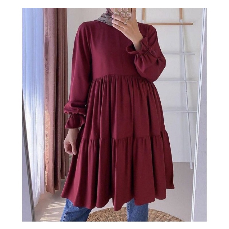 MONICA TUNIK / TUNIK /TUNIK REMPEL / TUNIK SUSUN RAYON TWILL