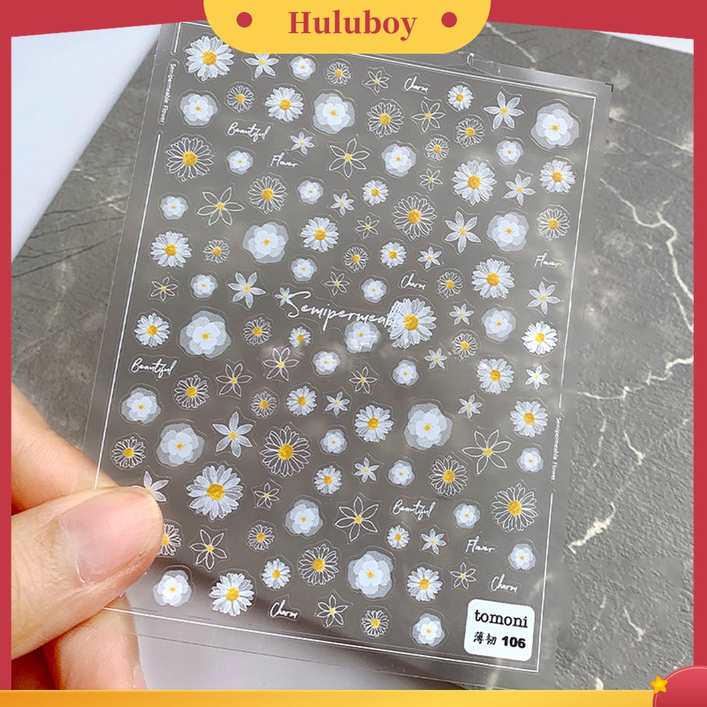 Huluboy Huluboy♡ 1 Lembar Stiker Kuku Motif Bunga Mini Seamless Flexible DIY Untuk Salon