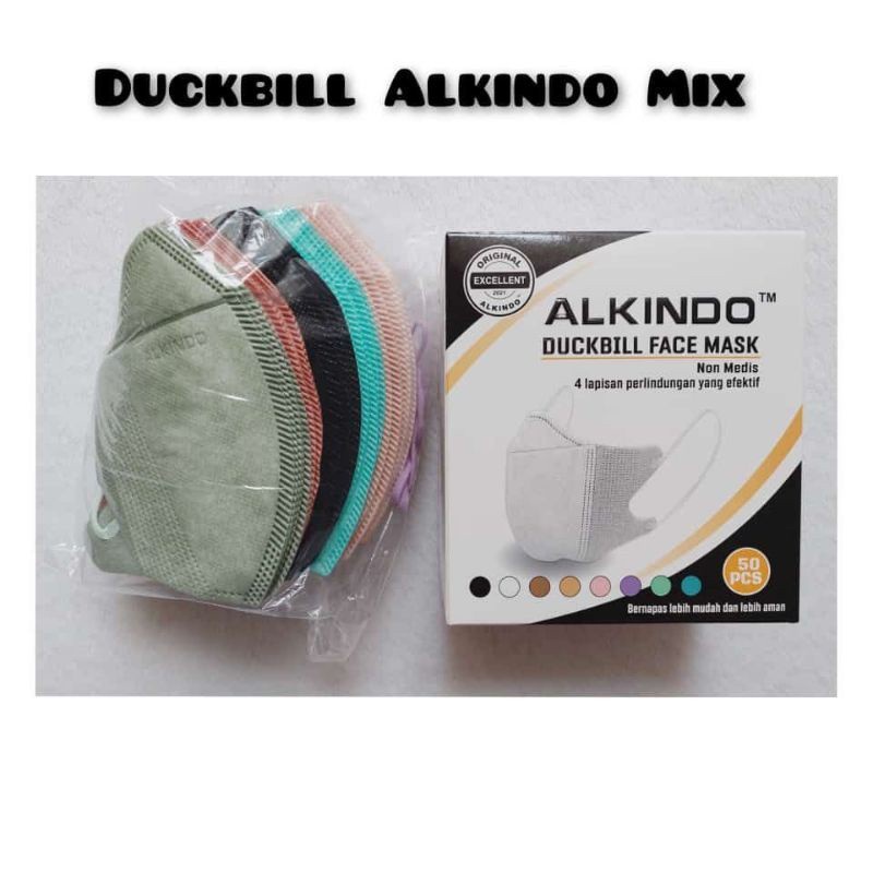 Masker duckbill garis alkindo mix warna warni kemenkes isi 50 pcs - DB alkindo htm