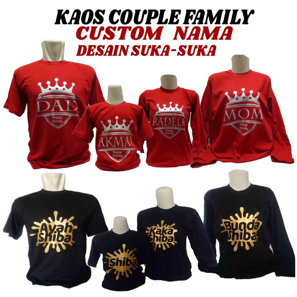 PO Kaos Custom Couple Family Sablon nama Baju anak dan 
