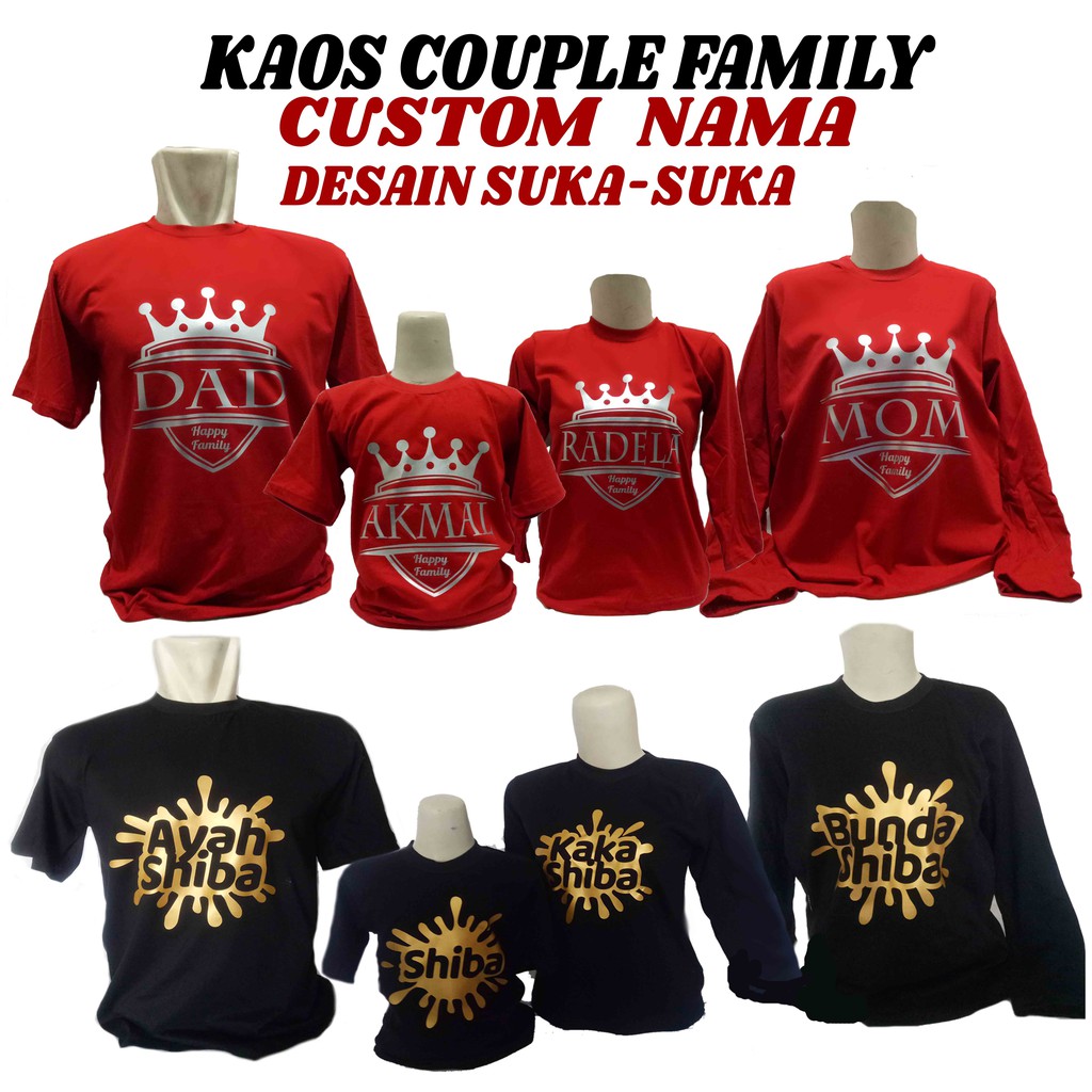 PO Kaos  Custom  Couple Family  Sablon nama Baju  anak dan 