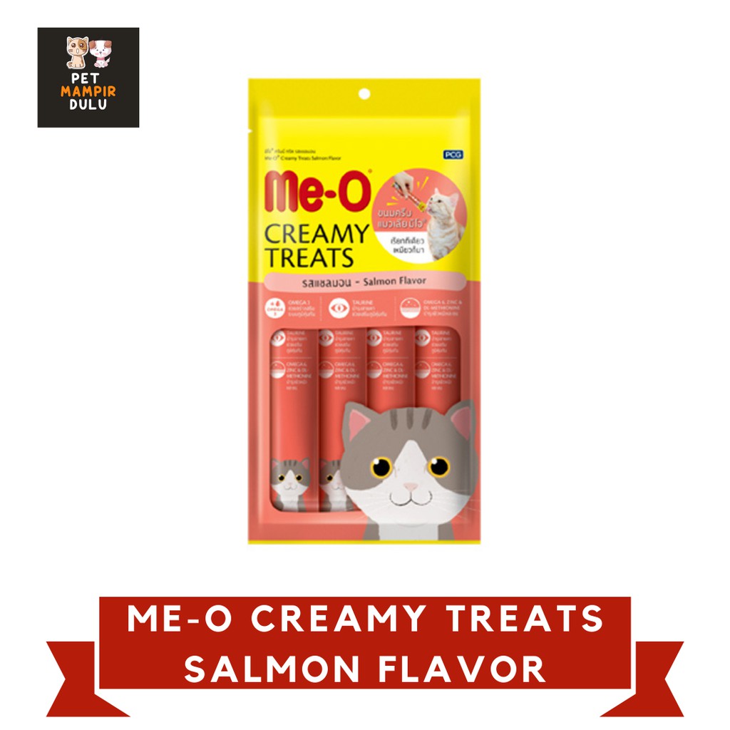 Cemilan Makanan Kucing Cat Food ME O Creamy Treats SALMON FLAVOR