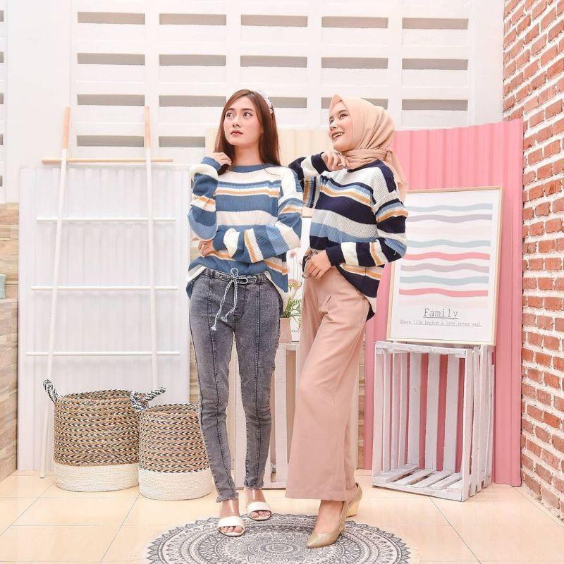 zelline official atasa rajut polly sweater bahan tebal