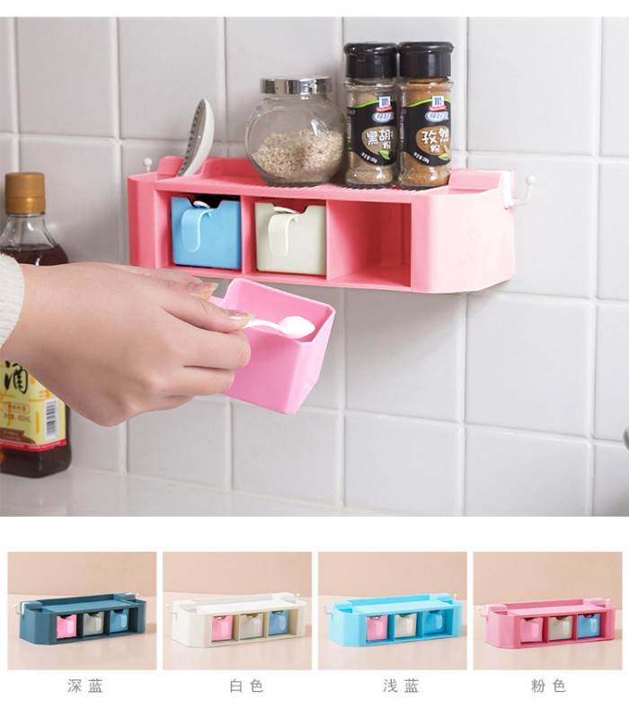 Tempat Bumbu 3  Sekat Rak Dapur Kotak tempel dinding tembok