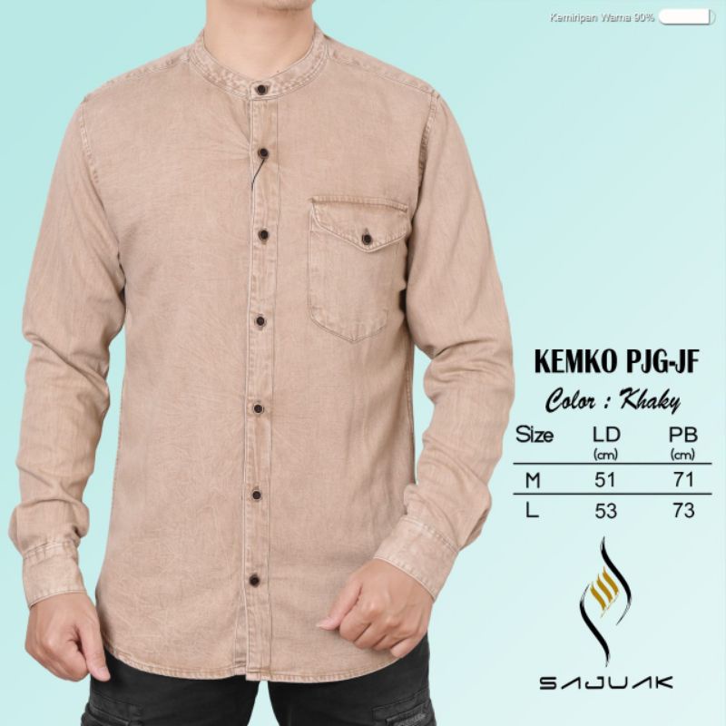 baju kemeja koko kemko pria lengan panjang denim terbaru limited JF original sajuak