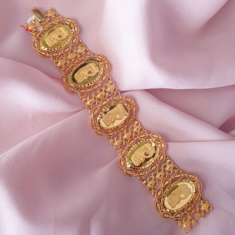 [NEW] [LIMITED STOCK] Gelang tangan bagong oval ukir emas asli 8K, perhiasan gelang, gelang tangan, 