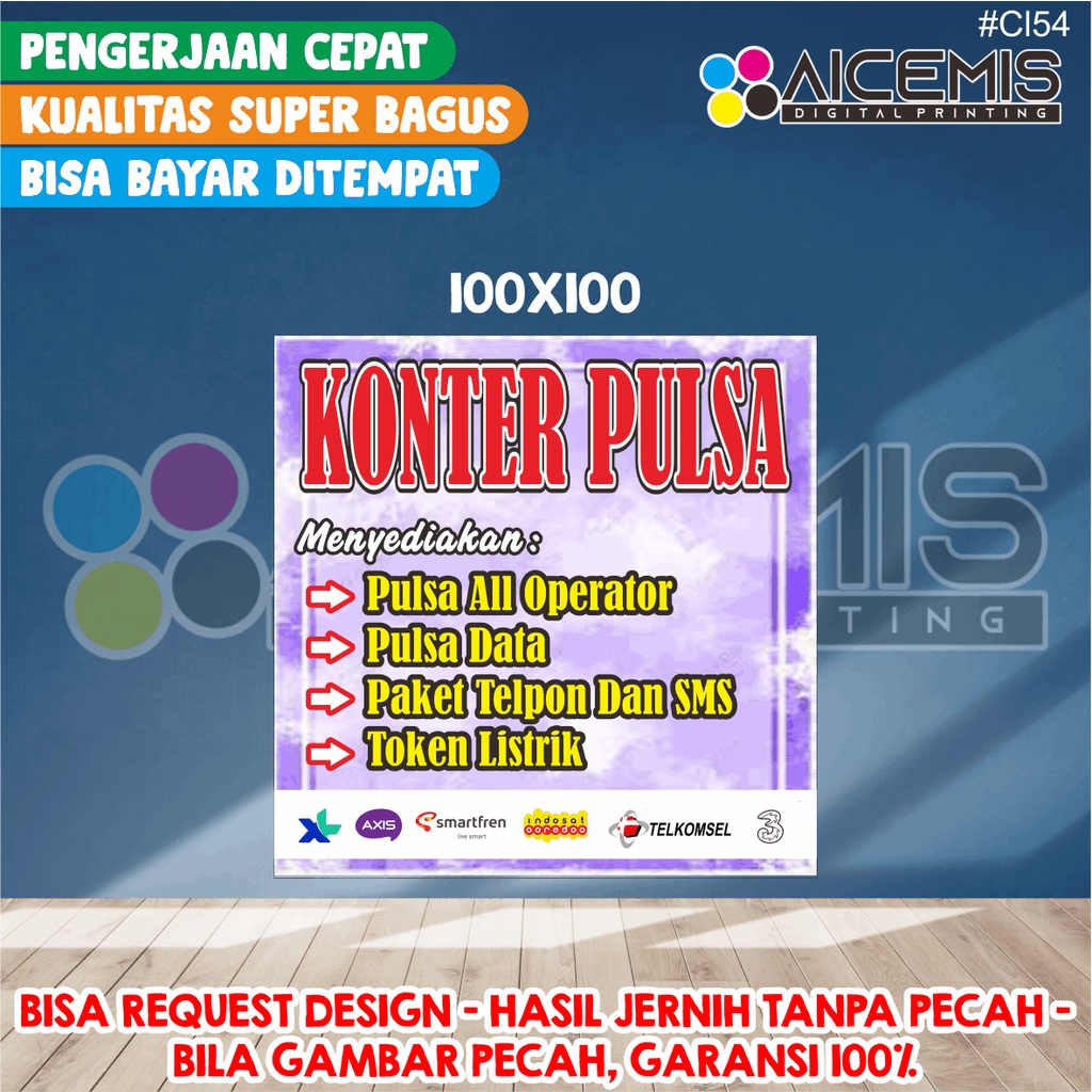 Spanduk 1 Hadi Jadi / Spanduk Jualan / spanduk banner etalase konter pulsa / spanduk konter hp / ban