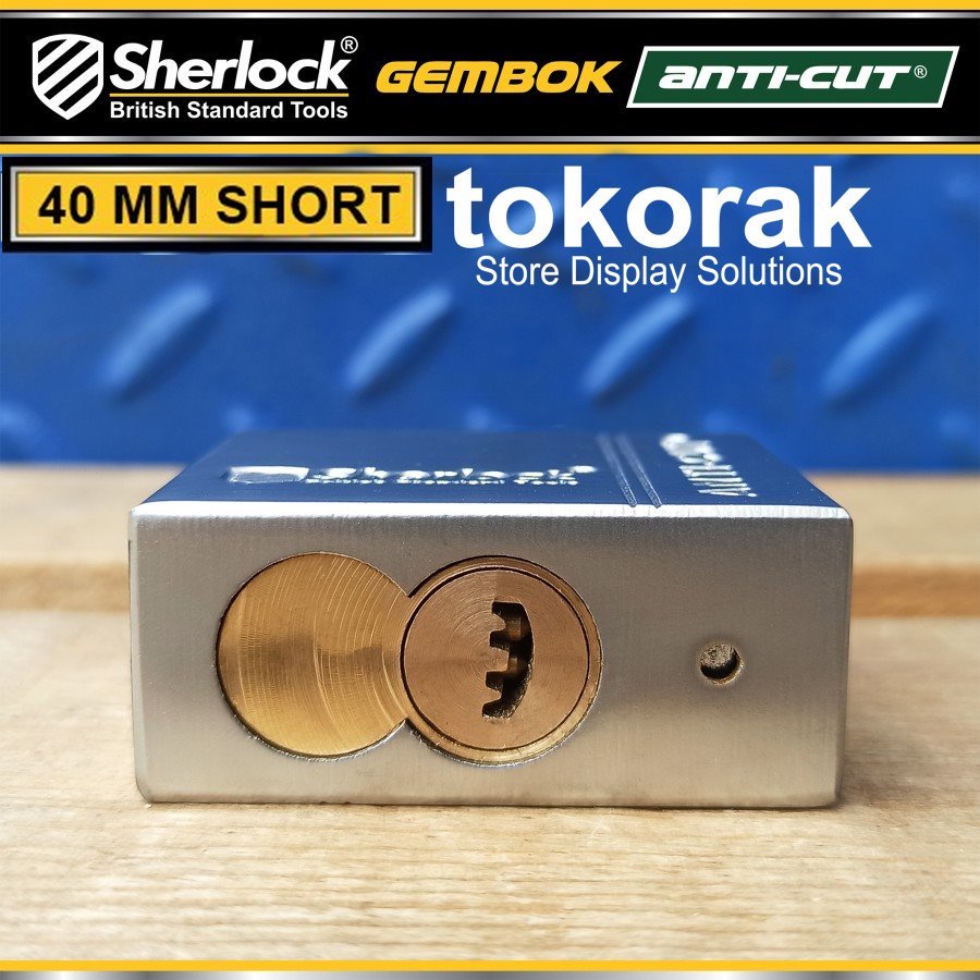 GEMBOK SHERLOCK ANTI CUT 40 MM PENDEK GUDANG RUKO KANTOR RUMAH MOTOR