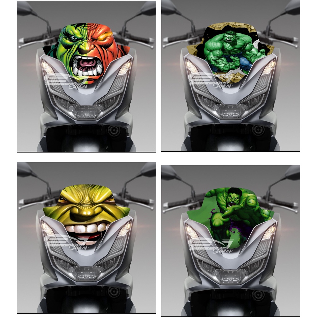 STIKER WINSHIELD VISOR PCX / STIKER MOTOR DEPAN PCX  / STIKER MIKA DEPAN PCX KARAKTER HULK