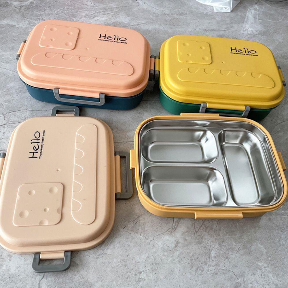 SOLIGHTER Office Lunch Box Candy Color Tableware Box Storage Boxes Portable Stainless Steel Bento Case 2/3 Compartments Food Container/Multicolor
