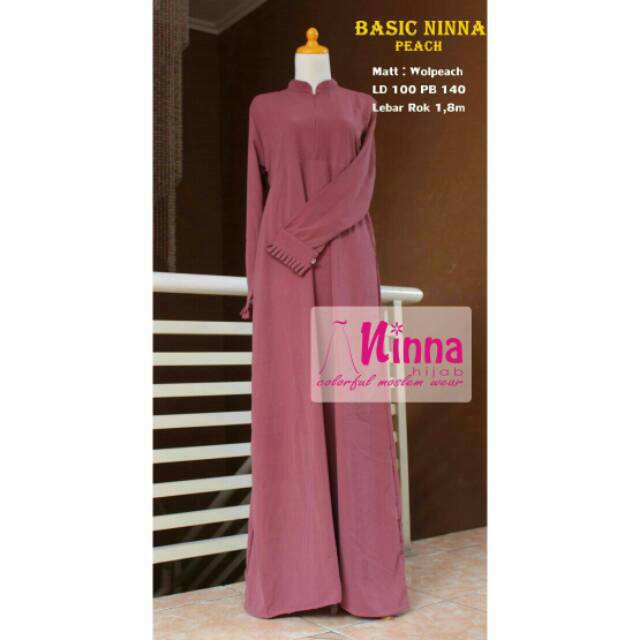Gamis Polos Wolfis Syari - Peach