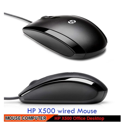 Mouse HP X500+mousepad gaming laptop pc kabel usb wired optical 3D qriginal/Mouse HP X500 Wired USB-hitam /