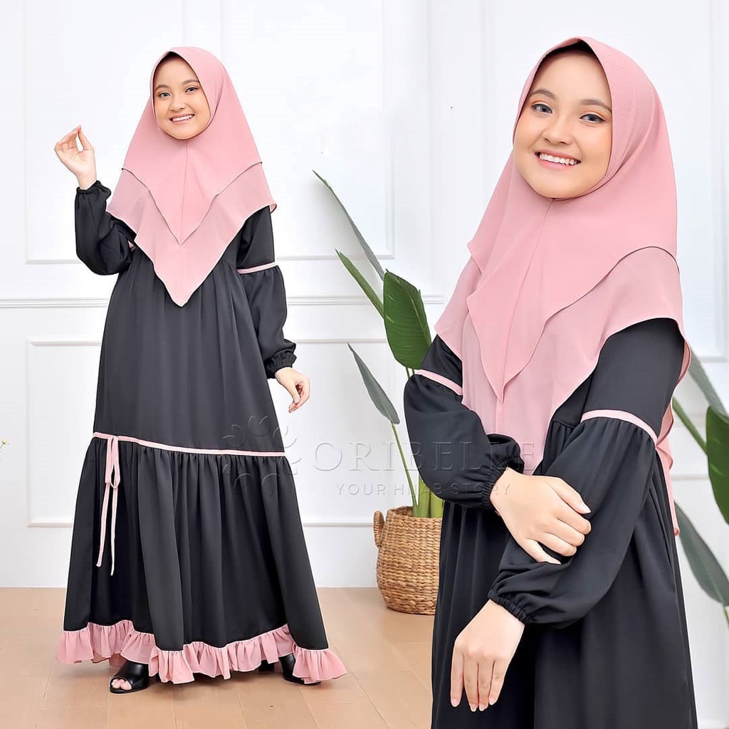 MRA - Baju Gamis Anak 8-11 Thn Baju Muslim Anak Perempuan SENJA KIDS Set Hijab