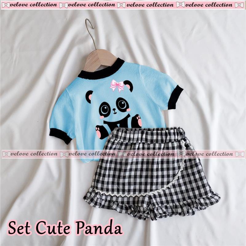 Set cute panda kid Setelan Queenie Baju Setelan Anak Cewek /Stelan ANAK perempuan/baju anak terbaru Stelan baju anak karakter