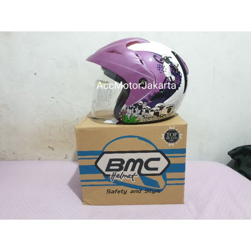 BMC Fuji Shaun The Sheep White Purple | Original BMC 100% | Helm Murah | Helm Half Face Murah