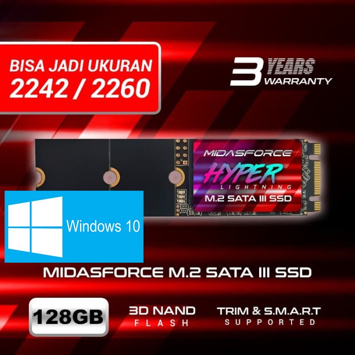 NEW SSD M2 Sata 3 128 GB + Windows 10 Pro (ga pake ribet install lagi) - Sata M2 128 Gb