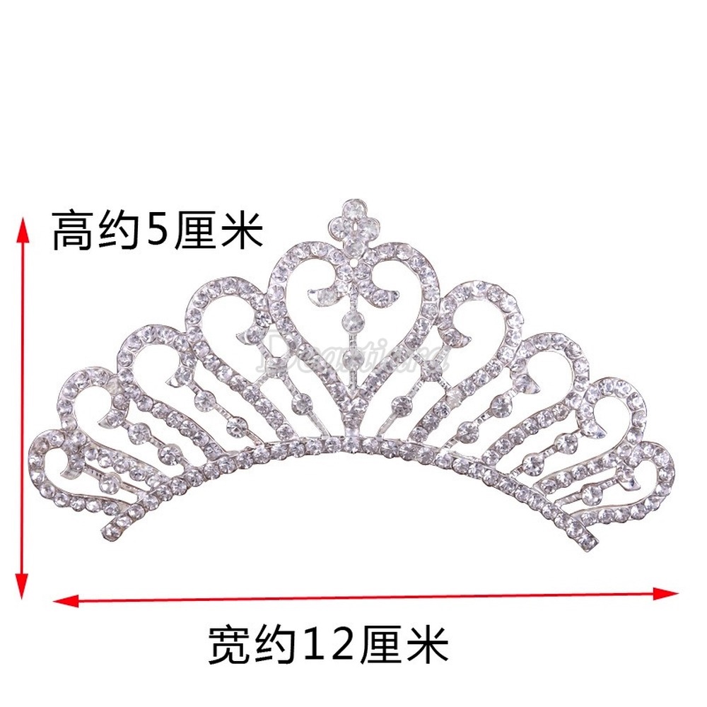 Korean Crown Accessories Rhinestone Crystal Children's Show Crown Hair Comb