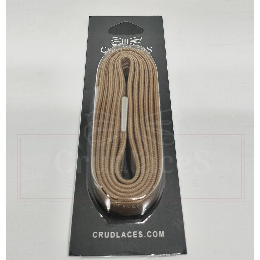 Tali Sepatu Flat/Gepeng Polyester Warna Coklat Muda 2 LAPIS-Shoelace Flat - Aglets Metal - Crudlaces
