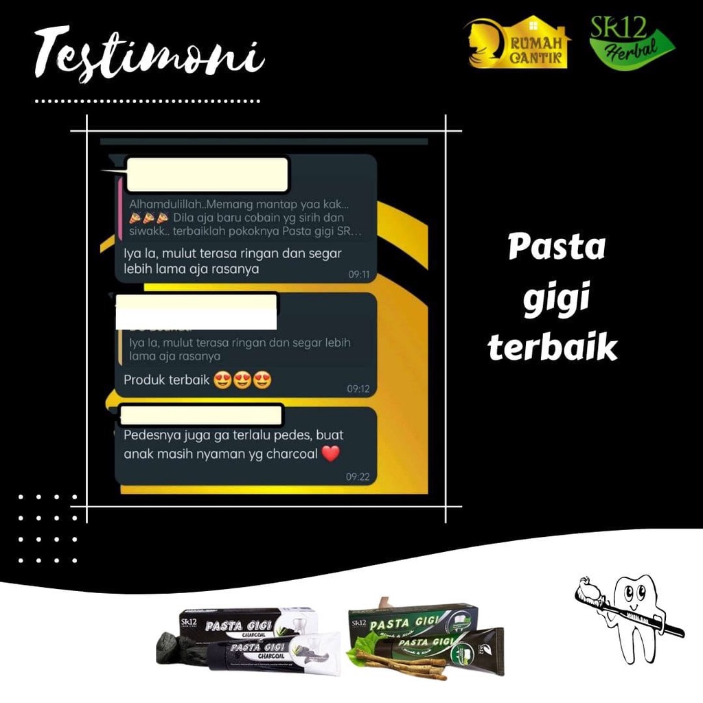 Pasta Gigi Charcoal SR12 - Odol Alami untuk Gigi Putih Bersih dan Sehat