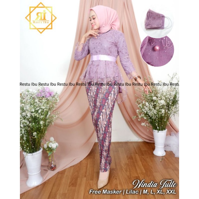 setelan kebaya aurora tulle mutiara/kebaya wisuda/kebaya kartini/kebaya terbaru/kebaya murah/kebaya