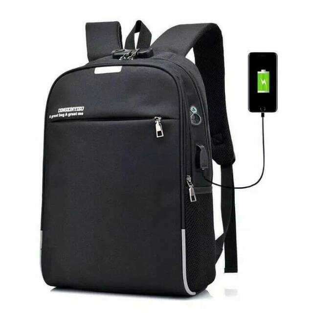 Tas Ransel Laptop Anti Maling USB Port Charger + Security Lock + Headset Port Smart Backpack