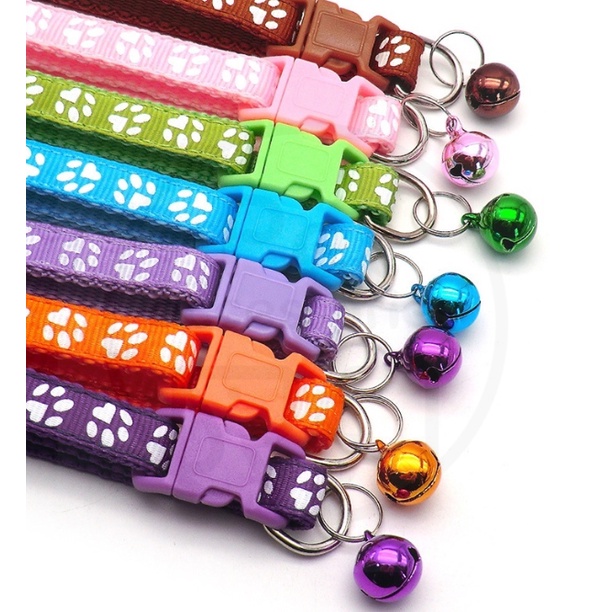 TGM - Kalung Kucing Lonceng Hewan Peliharaan Tali Leher Anjing Kecil Lonceng Pet Collar Dog Kitten Adjustable Motif Tapak Kaki Murah IMP