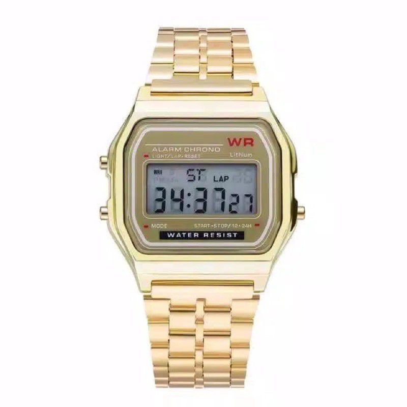 Jam Tangan Wanita Digital Kotak Rantai Model Casio