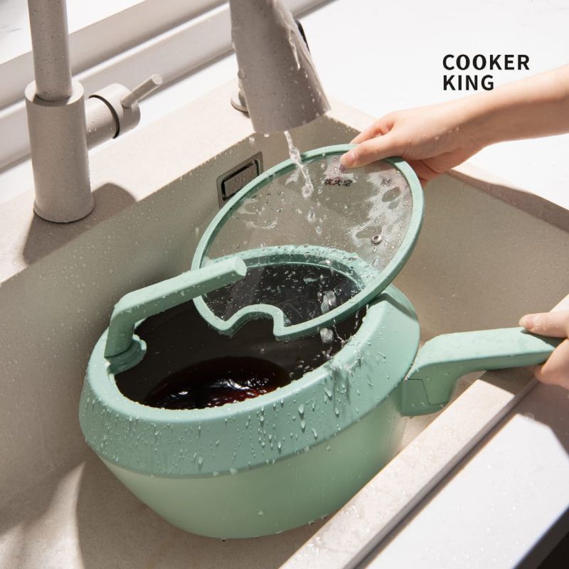Cooker King Wok Pan Multi Fungsi Ceramic Coating Anti Lengket 28cm + Tutup + Steamer
