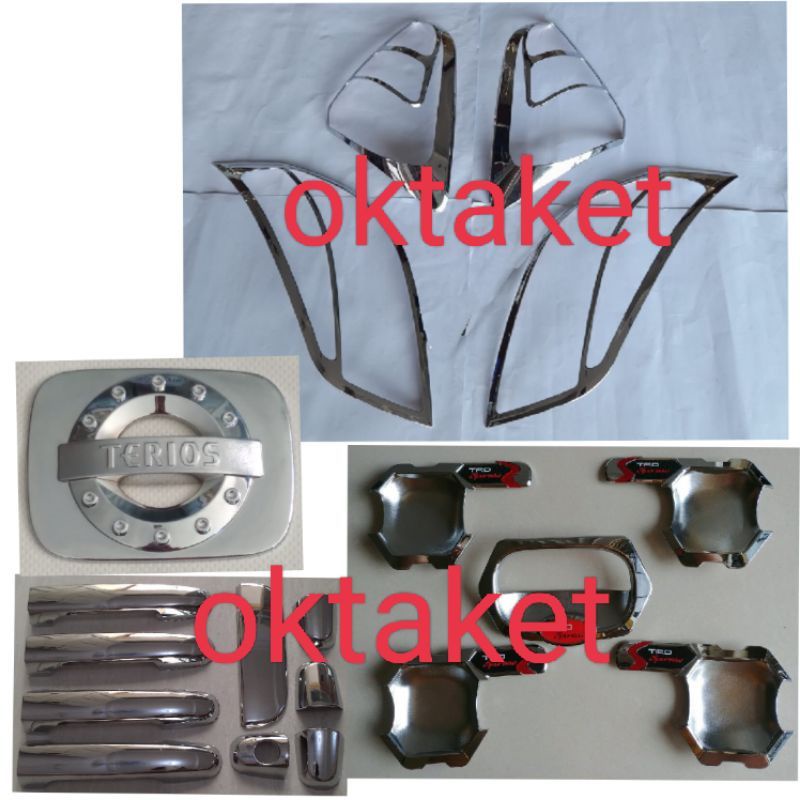 paket lengkap Rush Terios lama old 2007-2011 Trd Sportivo chrome garnish outer handle tank