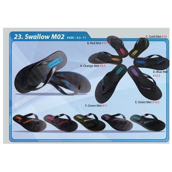 Sandal Japit M02 Swallow Hitam Unisex Sendal Jepit Black Pearl Original Pria Wanita Cowok Swalow