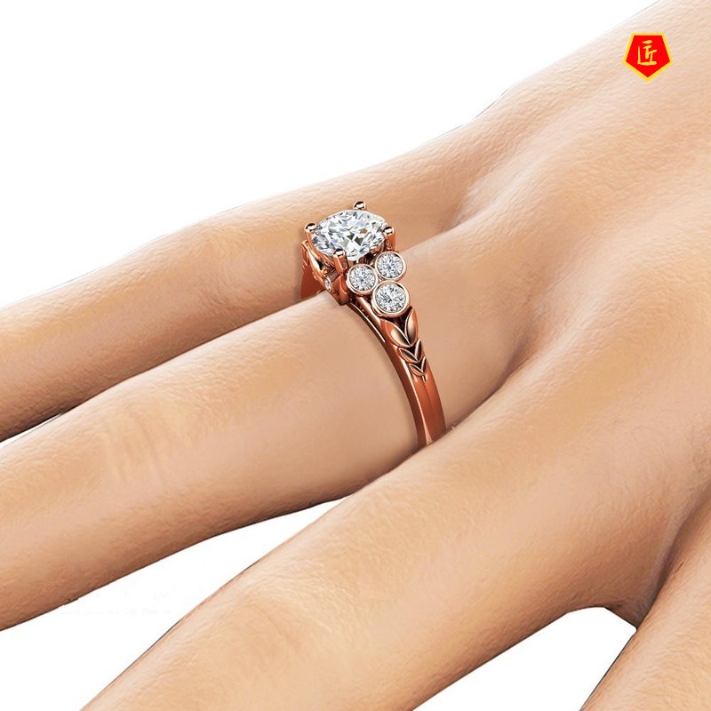 [Ready Stock]Fashion Elegant Diamond 14K Rose Gold Ring