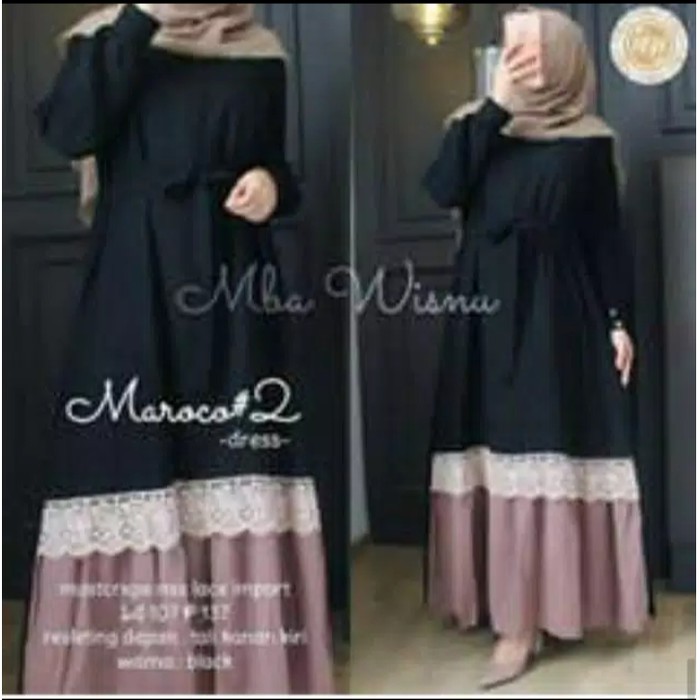 Dijual Maroko dress maxi/ Gamis Polos/ Size L XL XXL/ JUMBO - Hitam, L Limited