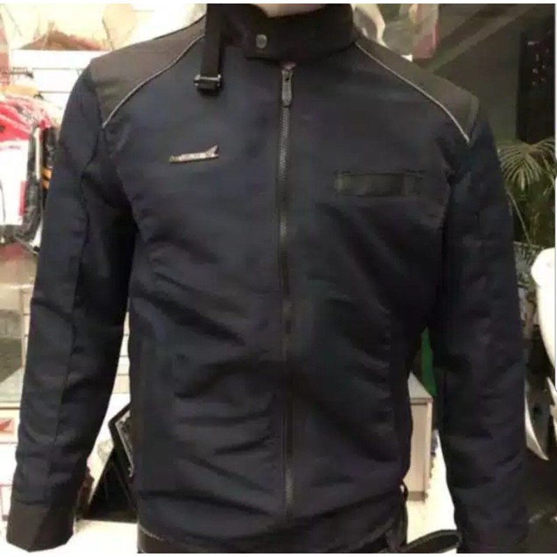 Jaket Motor Honda PCX Ori AHM Honda New Color Biru Navi Safety Reading