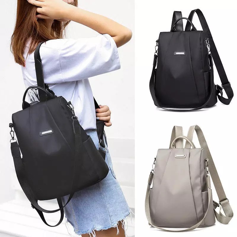 Tas Ransel Wanita Anti Maling Backpack Korea Impor Tas Khaki Hitam SEDNA - WTS-03 - Dunia Tas123