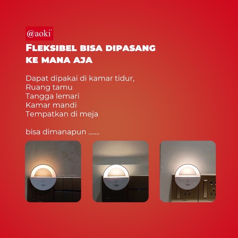 Bisa COD - AOKI Lampu Tidur Sentuh Led 1 Watt AK-YD02 - Led Dinding Night Lamp Sleep Lamp Kamar Asrama Studio Lemari Pakaian Lorong Tangga Hemat energy