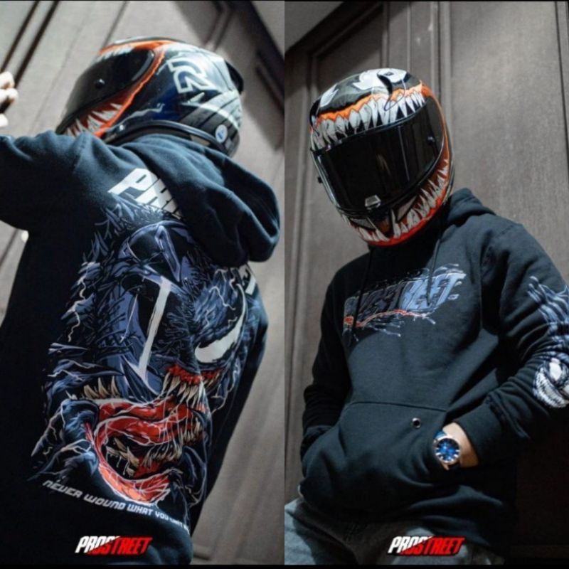 HOODIE | PROSTREET | VENOM | BLACK | NEW | ORIGINAL-Hitam, L