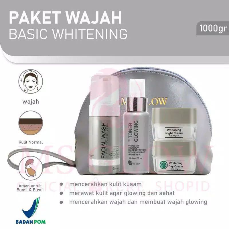 Ms GLOW Paket Wajah Paket Cream Wajah Ms Glow + Serum/Whitening/Luminous/Acne/Ultimate Free Pouch