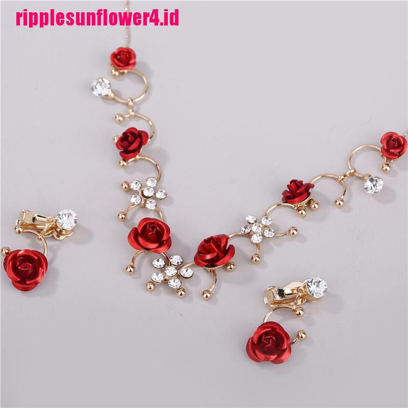 2pcs / set Kalung Dan Anting Klip Untuk Wanita