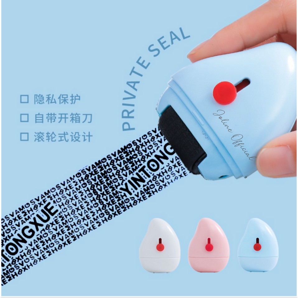 STAMP ROLLER CUTTER 2 in 1 STEMPEL PENUTUP PELINDUNG ALAMAT IDENTITAS DIRI RESI PAKET REFILL TINTA