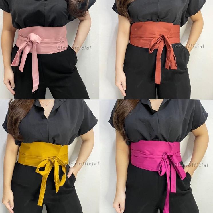 L-75 Obi belt / Belt Korea / obi belt coklat hitam putih / kain lilit perut / ikat pinggang wanita /