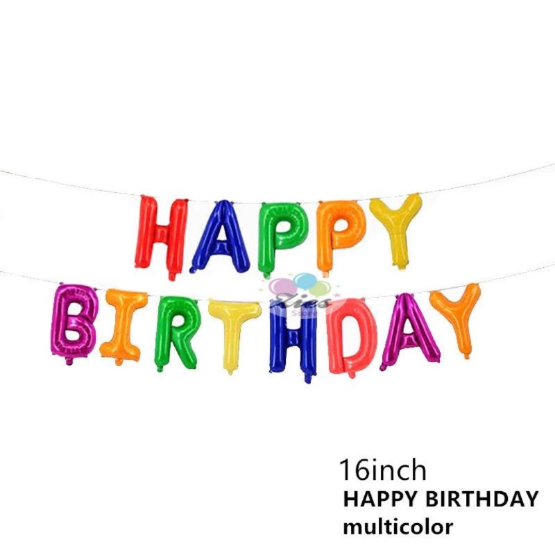 Jual balon foil set happy birthday / set happy birthday pelangi
