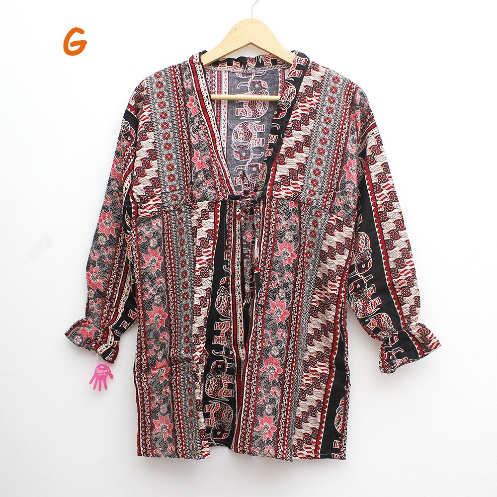 JakartaFashion - cardigan kerut outter bohemian etnic kardigan tali lengan panjang bahan adem batik