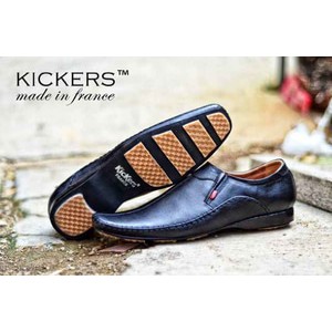 sepatu pantofel pria kickers mocasin original premium kulit asli black